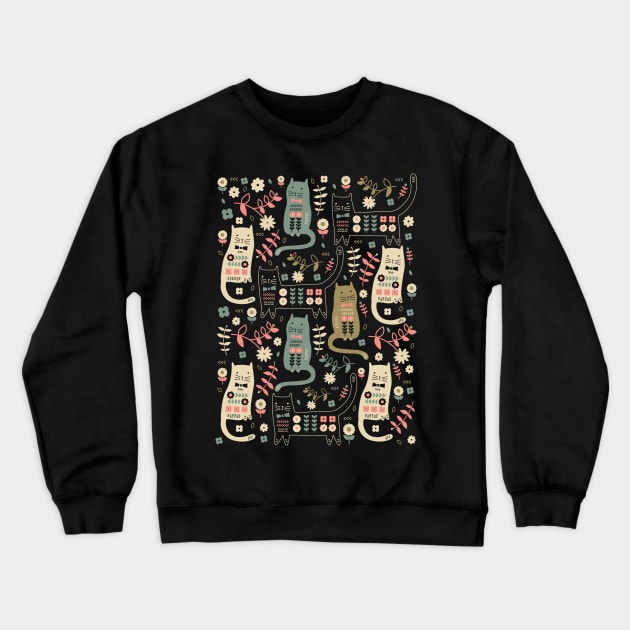 Cat Folk Crewneck Sweatshirt by LimeGreenPalace